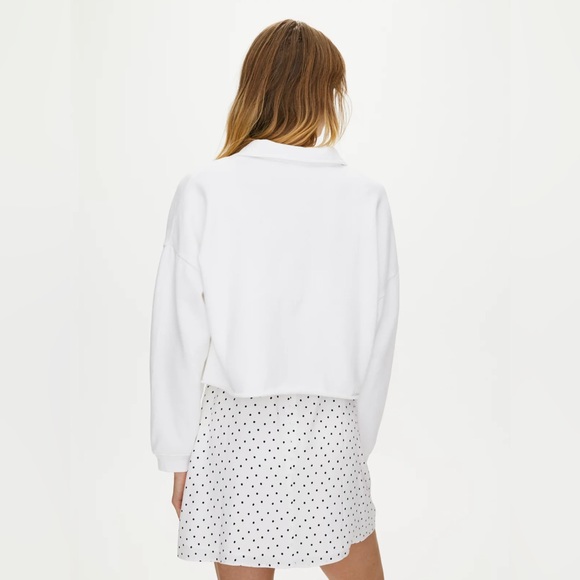 NWOT Aritzia Sunday Best Cropped Fleece Polo in White - Picture 4 of 6